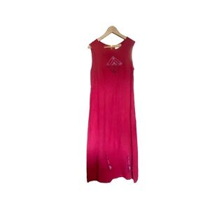 Museum Vintage Red 100% Linen Maxi Dress Size Large